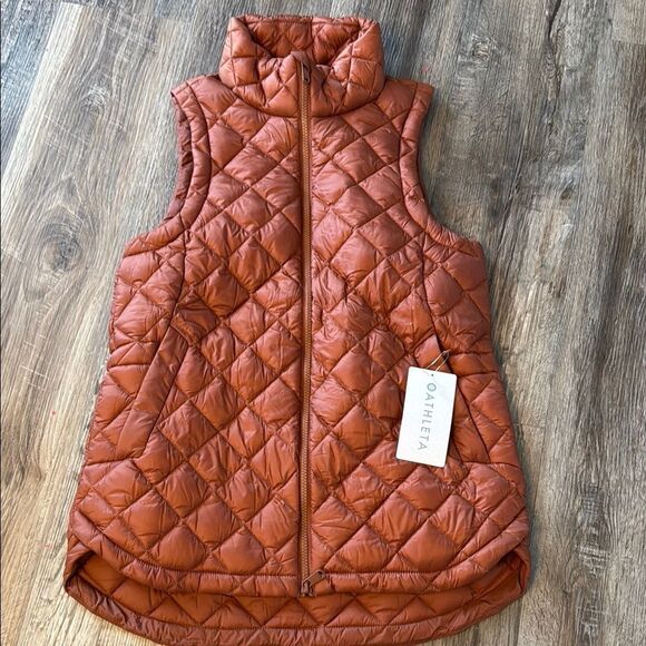 Athleta Whisper Featheress Full Zip Puffer Vest Jacket Sequoia Brown Size S NWT - Picture 4 of 6